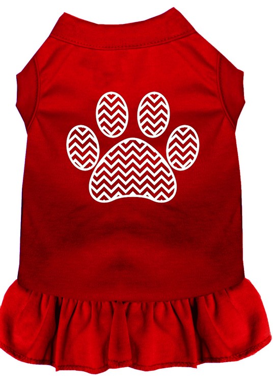 Chevron Paw Screen Print Dress Red XXL